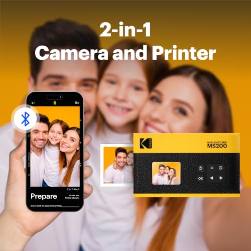 Image of KODAK Mini Shot 2 ERA 4PASS 2-in-1 Instant Camera and Photo Printer (Yellow, Camera + 8 Sheets)