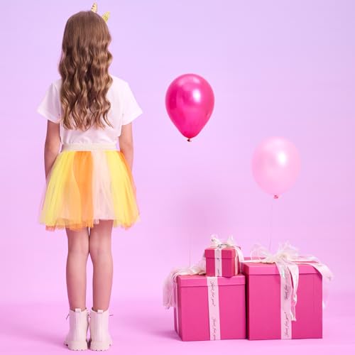 Image of DXTON Girls Tutu Skirt Rainbow Toddler Tulle Ballet Dance Skirt for 3-10Y