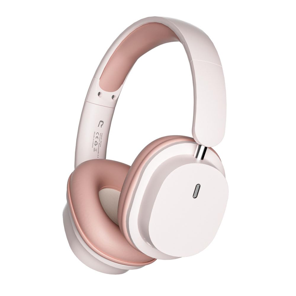 Auriculares Diadema Inalambricos Bluetooth Cascos con Cable y Microfono Auriculare Cancelacion Ruido Casco Plegable Auriculares Over Ear Headphones Cascos para Musica Gimnasio Gym PC Rosa