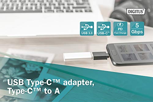 DIGITUS USB 3.1 adapter. type C to A M/F Super-Speed. UL Noir