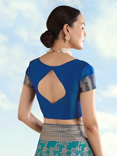 Monjolika Fashion turquoise banarasi silk saree – image 7
