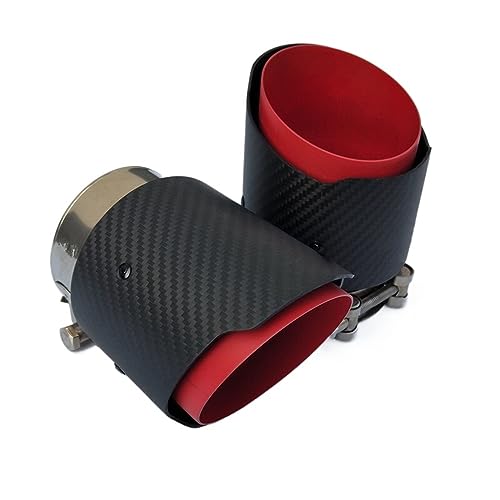 Embout d'échappement en vraie fibre de carbone rouge finition mate droite