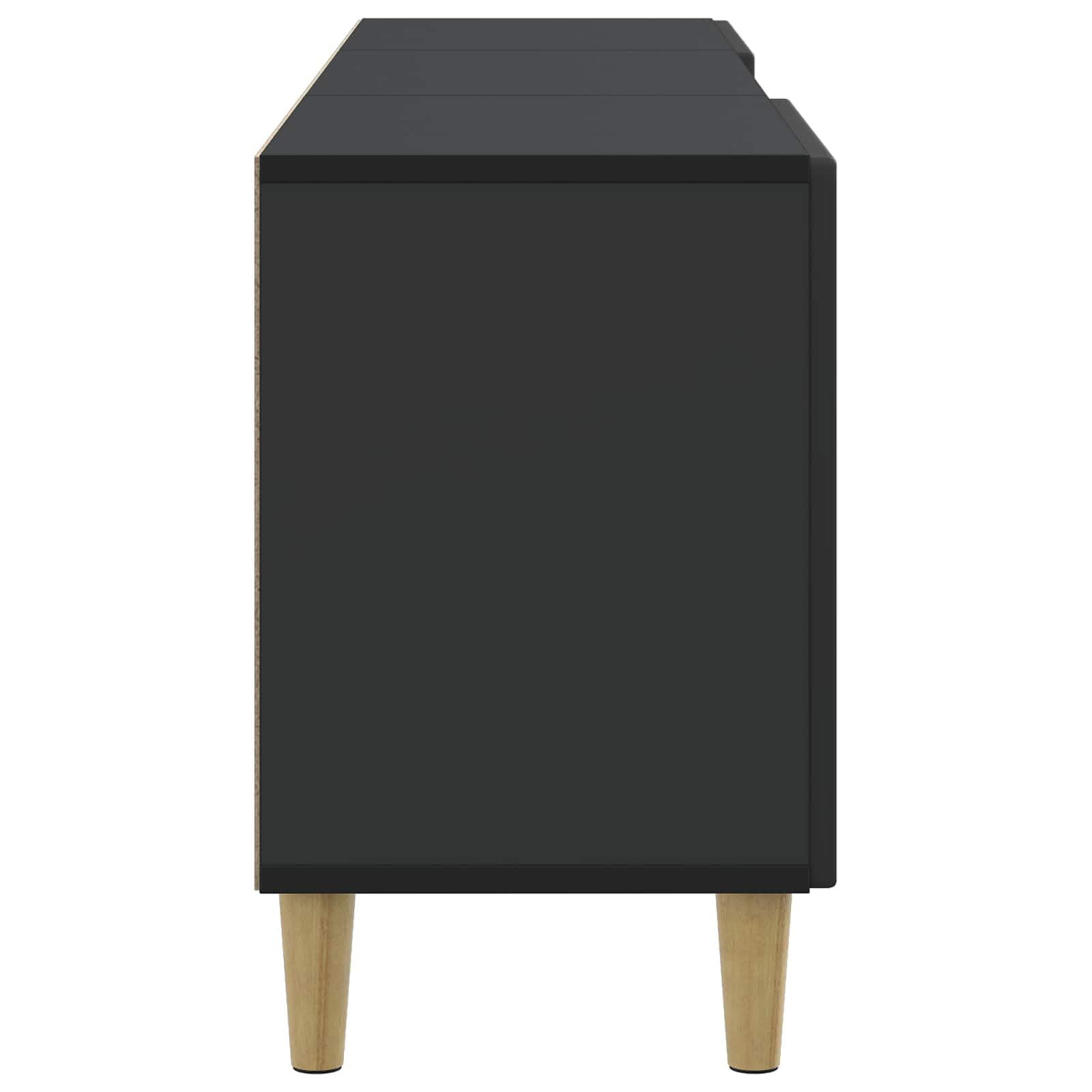 Mobile TV Nero in Legno Ingegnerizzato 150 x 31 x 50 cm con Ripiani e 2 Porte a Cerniera, Supporto Versatile per Soggiorno, Tavolino e Consolle per Televisore