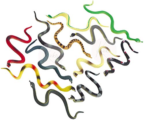 Kicko Mini Vinyl Snakes - 24 Pack - 6 Inch - for Kids, Sensory Play, Stress Relief, Novelty, Stocking Stuffers, Classroom Prizes, Decorations, Supplies, Holidays, Pinata Fillers, and Rewards