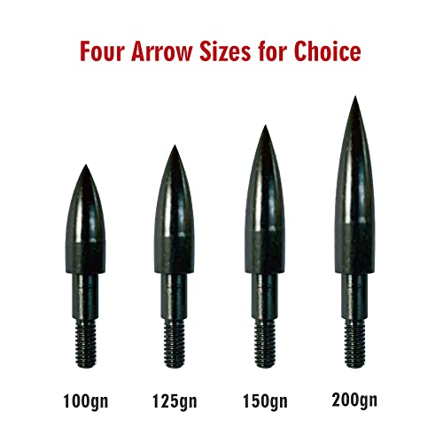 12pcs Archery Arrow Tips 100 Grain Field Tips 5/16 Inch Screw in Bullet