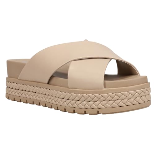 MIA Womens Kornelia Platform Slide Casual Sandals Casual Low Heel 1-2" - Beige2