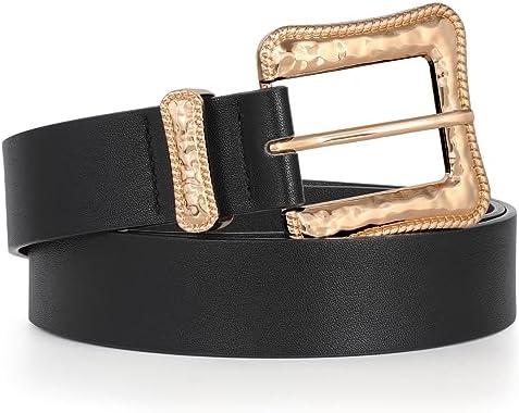 JASGOOD Plus Size Women's Leather Belt for Jeans Pants, Fashion Ladies Waist Belt with Gold Buckle