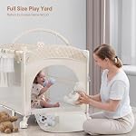 Obee Odee 4 in 1 Baby Bassinet, Pack and Play, Diaper Changer - Comes with Mattress, Mosquito Net,Bottom Storage and Toy Bar for Newborn to Toddles (Off-White)