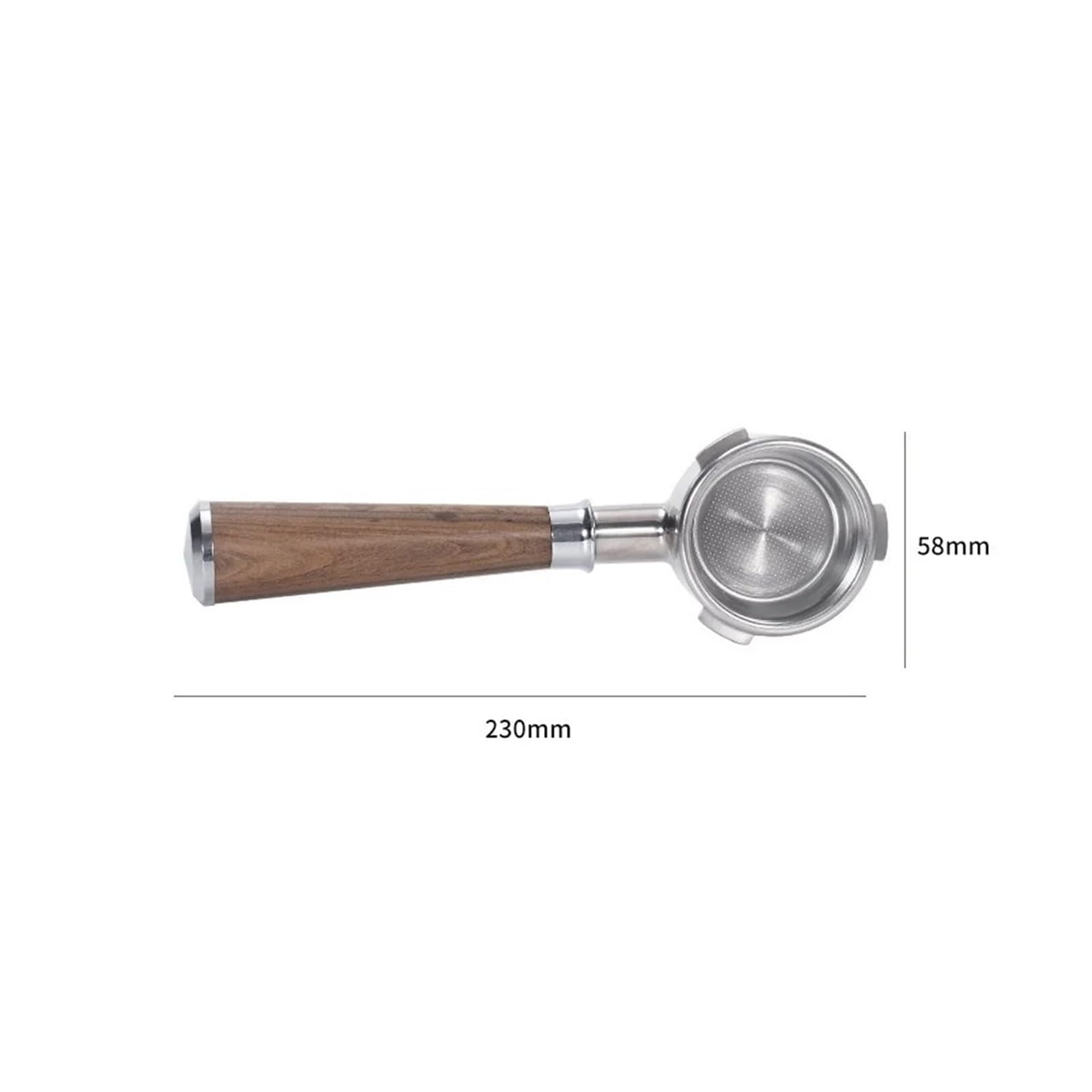 Portafiltro, compatible con Breville, 58mm sin fondo | Repuesto para Oster, 3 uñas, acero inoxidable 304, mango de madera, desmontable(Red Rose wood)