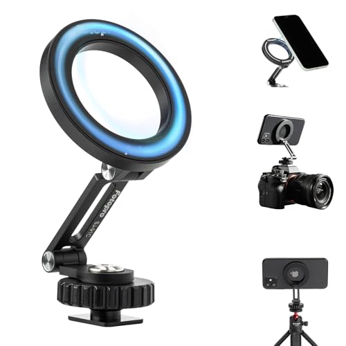 Fotopro 磁気携帯電話三脚マウント Magsafe用 アルミニウムカメラ携帯電話マウント 1/4インチスクリューコールドシュー付き 磁気iPhoneホルダー カメラ三脚用 iPhone 17 Pro Max 16 15 14 13 12に対応