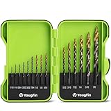 YOUGFIN 15-Piece Stepped Point Drill Bit Set, M2 High Speed Steel Metal Bits 1/16'-3/8', Ideal for Drilling Iron, Stainless Steel, Wood, Plastic, Acrylic