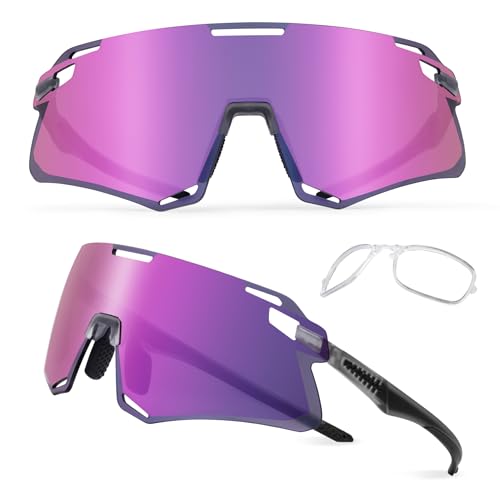 ROCKBROS Cycling Glasses Sports Sunglasses with Anti Blue Lenses Men Cycling Glasses MTB Biking Sunglasses, Medium