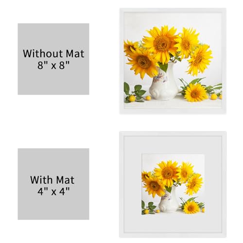 8x8 White Oak Wood Picture Frame - 8x8 Photo Frame, 8x8 Picture Frame Wood, Natural Solid Wooden Picture Frames for Wall Art Photo and Prints (3 Pack, White)