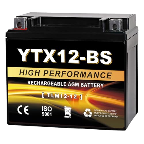 Daakmax YTX12-BS 12V 10Ah AGM Motorcycle Battery
