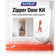 SATECH Plastic Zipper Door Dust Barrier Heavy-Duty Plastic Protector Sheeting with Zipper Size 4 ft x 7.5 ft for Construction Renovation,Bathroom,Kitchen,Hallway Remodel,DIY Projects1 Pack