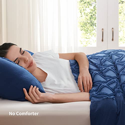 Leaonme Duvet Cover Queen-90 X90, Lightweight Navy Blue Duvet Cover Set 3 Pieces With Zipper Closure And Corner Ties, Soft Washed Microfiber Shabby Square Bedding Duvet Covers For All Seasons #TOP4