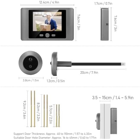 2.8 Inch Digital Door Viewer Video Doorbell Peephole Camera Night Vision PIR Motion Detection for Apartment Front Door Security