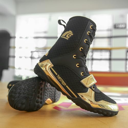 Image of THESTRON Men's Professional Boxing Wrestling Shoes Breathable Fighting Training Boots Male Combat Shoes Man High Top Fitness Sports Sneakers