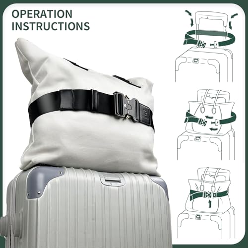 Image of Luggage Straps for Carry On, Vethers Add a Bag Travel Belt, Hands Free Luggage Helper, Adjustable and Stylish Belt with Metal Buckles for Second Bag, Tote, Airport Travel Accessory (Jet)