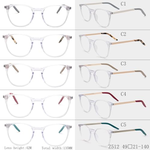 Lunettes rondes rétro écaille c2 transparentes unisexes