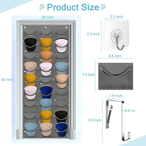 Owkjar 27 Large Pockets Hat Organizer For Baseball Caps,Hat Rack With 6 Hooks Over The Door Or Wall Multiple Caps Display Storage Racks,Hat Holder Organizer For Golf Sports Caps Organization #TOP3