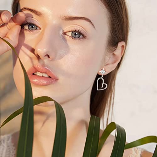 Asymmetrical Heart Stud Earrings 16K Gold Plated Zircon Star Love Dangle Drop Earrings Christmas Jewelry For Women Girls Gifts #TOP3