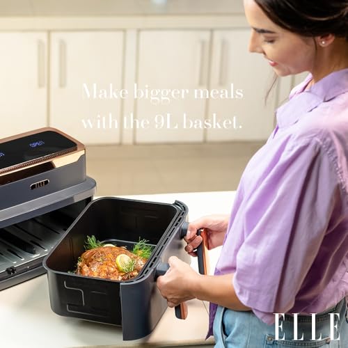 ELLE Dual Air Fryer in Grey with Rose Gold, 10-in-1 Cooking Methods, Oil Free Cooking, Non-Stick & Dishwasher Safe, Smart & Match Cook - Image 5