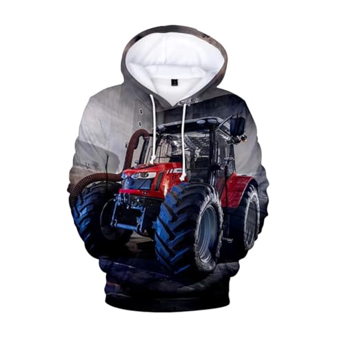 Sweat à capuche vintage homme tracteur 3D ample pour un confort maximal