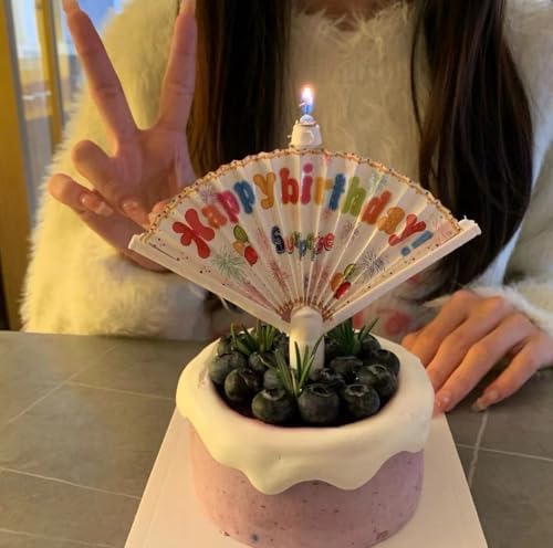 Birthday Candles, Creative Surprising Whimsical Cake Props, Viral Fan-Shaped Banners, Children's Party Decoration setups, Whimsical Candles, Suitable for Any Celebration (Happy Birthday(Fan-Shaped)) image 5