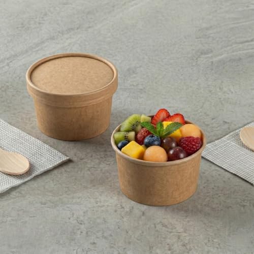 Image of Restaurantware Kraft 50 Count To Go Cup Disposable 3 x 3 x 1.8 Inches Paper Mini Cup Grease-Resistant Cup Recyclable Durable Design