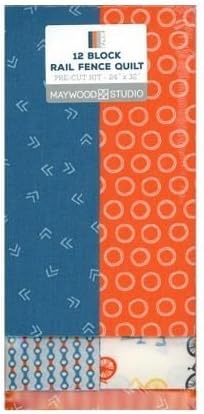 MAYWOOD Studio PRE-Cut 12 Block Rail Fence Quilt KIT (Cycles of Life