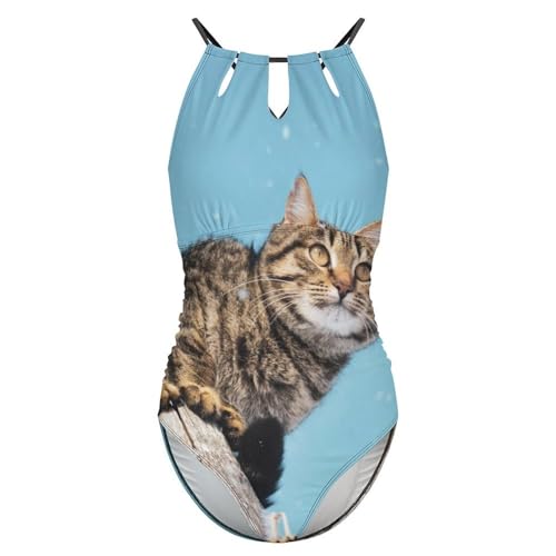 Monokini ventre plat maillots de bain une pièce Chat des Neiges confortable
