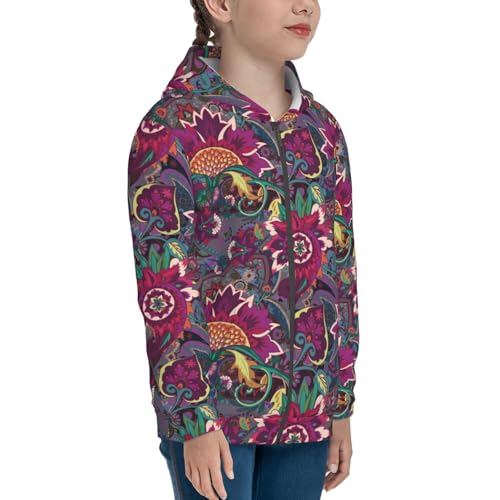 Vintage Oriental Paisley Kid Hoodies Boys Zip Up Sweatshirts Girls Pullover with Pocket4