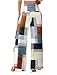 JZC Women's Casual Palazzo Pants Print Wide Leg Palazzo Lounge Pajama Trousers Dressy High Waist Flowy Pants Plaid L