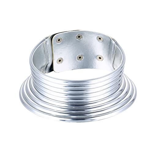 Halawly Gold Silver African Egypt Punk Gothic Snap Resin Chunky Leather Choker Collars for Women, Fashion Statement Necklace Jewelry