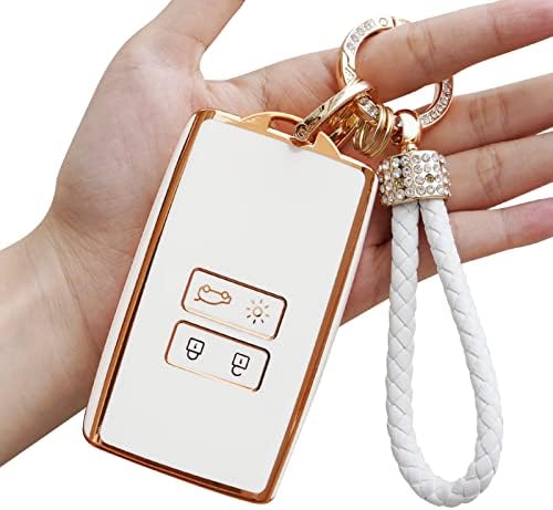Yumzeco Etui na kluczyki samochodowe, 3 przyciski, silikonowe, z tworzywa TPU, z brelokiem, z systemem keyless, czarne