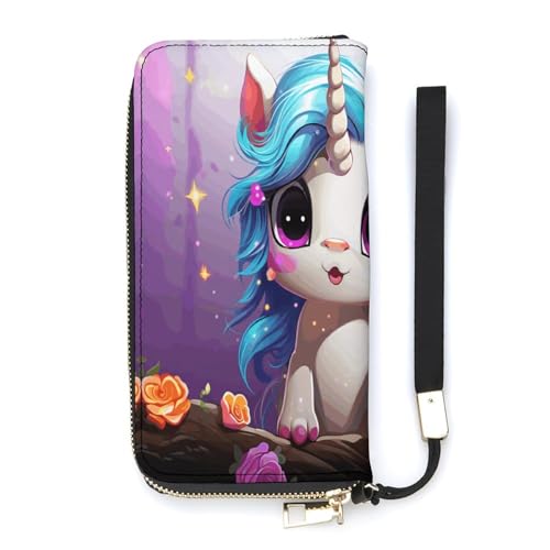 Portafoglio minimalista da uomo grazioso portafoglio con stampa unicornios carino da viaggio da donna simpatici unicorni 20 x 10.5 cm moderno