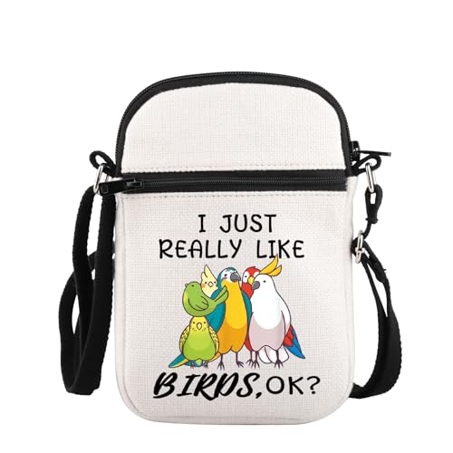 PLITI Parrot Crossbody Bag Parrot Lover Gifts Bird Watching Gift I Just Really Like Birds Ok Funny Bird Lover Crossbody Purse