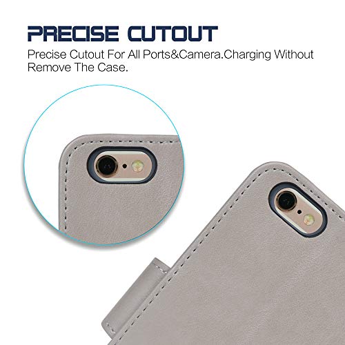 Arae Case For Iphone 6S / Iphone 6, Premium Pu Leather Wallet Case [Wrist Strap] Flip Folio [Kickstand Feature] With Id&Credit Card Pockets For Iphone 6S / 6 4.7 Inch (Light Grey) #TOP5