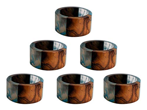 Black Friday Clearance UNI_Crafts Wooden & Resin Napkin Ring Set for Dining Table Decoration (12, Design 2)