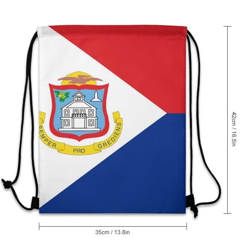 Flag of Sint Maarten Lightweight Drawstring Backpack Sports Gym Bag Large Drawstring Bag Shopping Pouch3