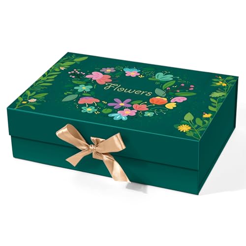 Giflsaidsprest Gift Box with Lid，10.24x7.48x3.15 Gift Boxes for Presents with Ribbon and Magnetic Closure，Valentine's，Mother's Day Gift Packging