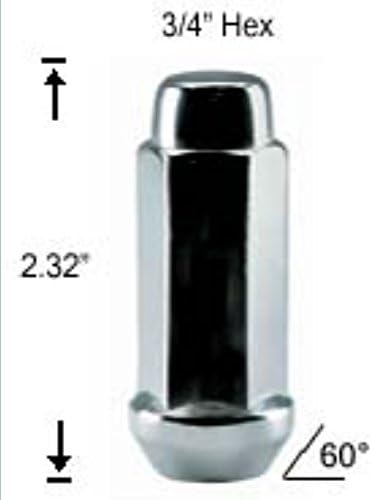 (10 pcs) 14x1.5 LUG NUTS BULGE XL ACORN CHROME ¦ 2.32" LONG ¦ 3/4" HEX ¦ MOST TRUCKS CHEVY GM GMC FORD