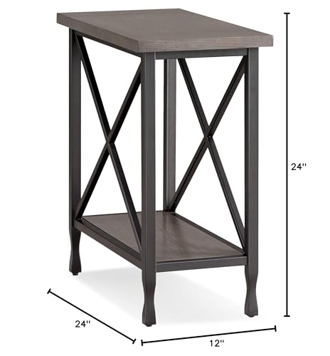 Image of Leick Home Chisel & Forge End Table, 12 inch, Smoke Gray, Matte Black
