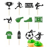 Kuchendekorationen für Fußballtorte | 2D- -Sticks, 12 Flaggen für Sport-Kuchen, für Männer, Kinder, Liebhaber, Dessert, Gebäck, Zuhause, Feiern, Spiele