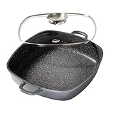 STONELINE Servierpfanne Eckig 32 cm, Pfanne Induktion mit Deckel...