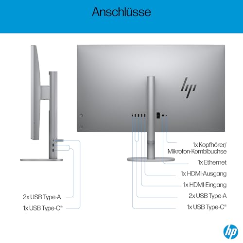HP OmniStudio X 32-c1275ng All-in-One KI PC, 31.5 Zoll Entspiegeltes UHD-4K-Display, Intel Core Ultra 7 258V, 32 GB LPDDR5x-SDRAM, 1 TB SSD, Intel Arc Graphics, Windows 11 Home, Silber