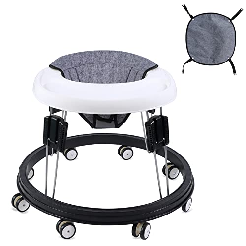 Gybest Baby Walker With Wheels, Foldable Multifunctional Universal Wheeled Baby Toddler Walker With 9 Adjustable Heights, Suitable For All Types Terrains For Babies Boys And Girls 6-18 Months (Grey) #TOP3
