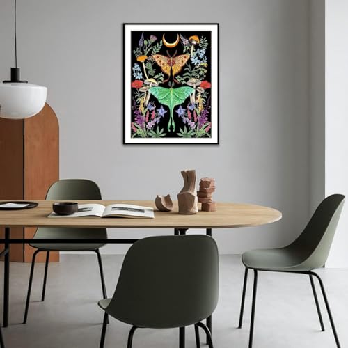 Image of SANYUN Diamond Art Kits for Adults-Luna Moth,Diamond Painting Kits for Beginners Flowers & Mushroom,Moon DIY Full Drill Paint by Diamonds for Home Decor Gifts 12 X 16 Inch