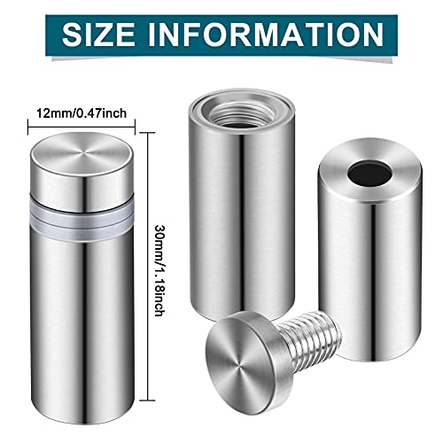 Image of Pelopy 8 Pcs Sign Standoff Screws Advertising Screws Stainless Steel Wall Standoff Mounts Glass Acrylic Nail (0.47 x 1.18 Inch)